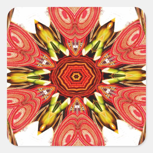 Doodle floral Art Print Quadratischer Aufkleber (Vorderseite)