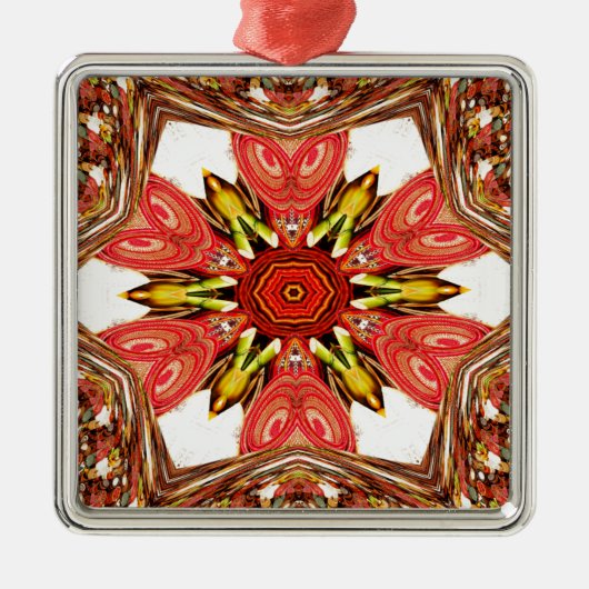 Doodle floral Art Print Silbernes Ornament (Vorne)