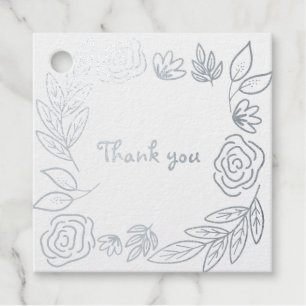 Doodle Floral Dankeschön Sie Folie Gefallen Tags