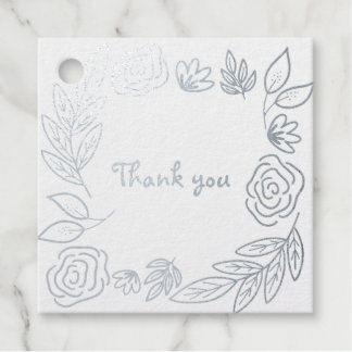 Doodle Floral Dankeschön Sie Folie Gefallen Tags