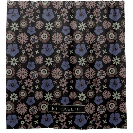Doodle floral nahtlose Muster personalisierter Nam Duschvorhang (Vorderseite)