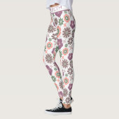 Doodle floral nahtlose Muster personalisierter Nam Leggings (Links)