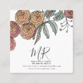 Doodle Florals Wreath Sprigs Greenerenerity Design Quadratische Visitenkarte (Rückseite)