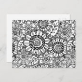 Doodle Folk Art Floral Line Zeichnend Muster Postkarte (Vorne/Hinten)