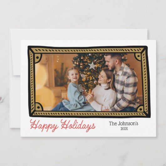 Doodle Foto Frame Foto Urlaubskarte Feiertagskarte (Vorderseite)