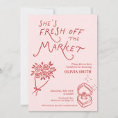 Doodle Frisch vom Markt-Brautparty Einladung (Vorderseite)