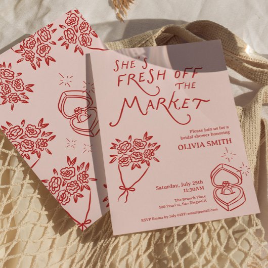 Doodle Frisch vom Markt-Brautparty Einladung