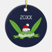 Doodle Frog mit Weihnachtsmannmütze Weihnachten Keramik Ornament (Vorne)