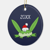 Doodle Frog mit Weihnachtsmannmütze Weihnachten Keramik Ornament (Links)