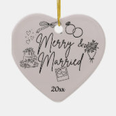 Doodle fröhlich und verheiratet keramik ornament (Vorne)