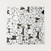 Doodle funny cats seamless pattern.  wandteppich (Vorderseite (Horizontal))