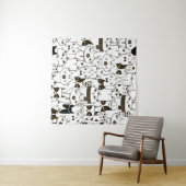 Doodle funny cats seamless pattern.  wandteppich (Beispiel (Horizontal))