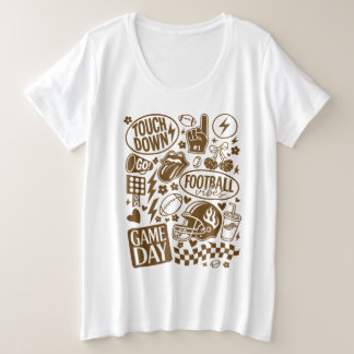 Doodle Game Day Football Vibes Große Größe T-Shirt