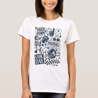 Doodle Game Day Football Vibes T-Shirt
