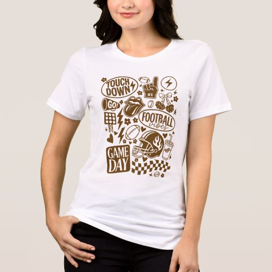 Doodle Game Day Football Vibes Tri-Blend Shirt (Vorderseite)