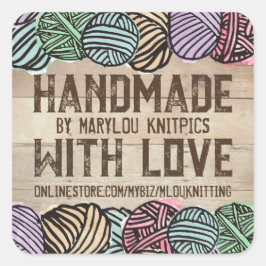 Doodle Garne personalisierte Strickwaren Quadratischer Aufkleber