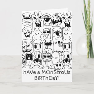 Doodle-Geburtstagskarte - Monster Geburtstag Karte