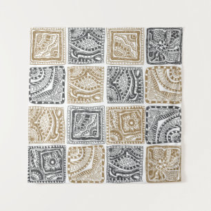 Doodle geometrisches, vintage abstraktes Muster. Wandteppich