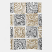 Doodle geometrisches, Vintages abstraktes Muster. Geschirrtuch (Vertikal)
