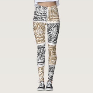 Doodle geometrisches, Vintages abstraktes Muster. Leggings