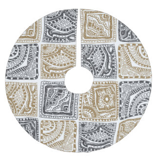 Doodle geometrisches, Vintages abstraktes Muster. Polyester Weihnachtsbaumdecke