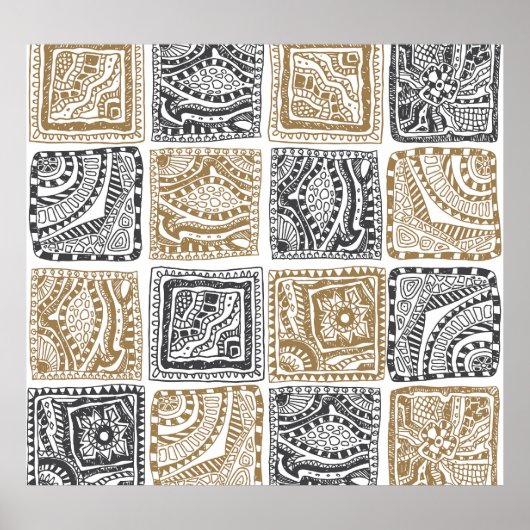 Doodle geometrisches, Vintages abstraktes Muster. Poster (Vorne)