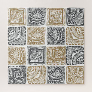 Doodle geometrisches, Vintages abstraktes Muster. Puzzle