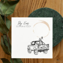 Doodle Getaway Auto Hochzeitscocktail Serviette