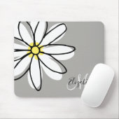 Doodle Gezeichnet Daisy White Monogram Niedlich Mousepad (Mit Mouse)