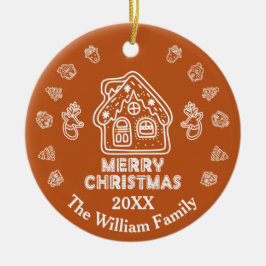 Doodle Gingerbread House|Familienname Keramik Ornament