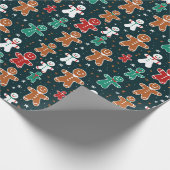 Doodle Gingerbread Men Geschenkpapier (Ecke)