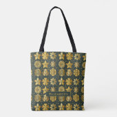 Doodle goldfarbenes Blumenmuster personalisierter Tasche (Rückseite)
