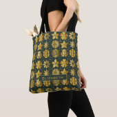 Doodle goldfarbenes Blumenmuster personalisierter Tasche (Von Nahem)