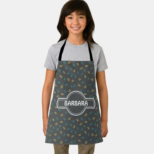 Doodle Gray Blue Minimal Muster Schürze (Insitu)