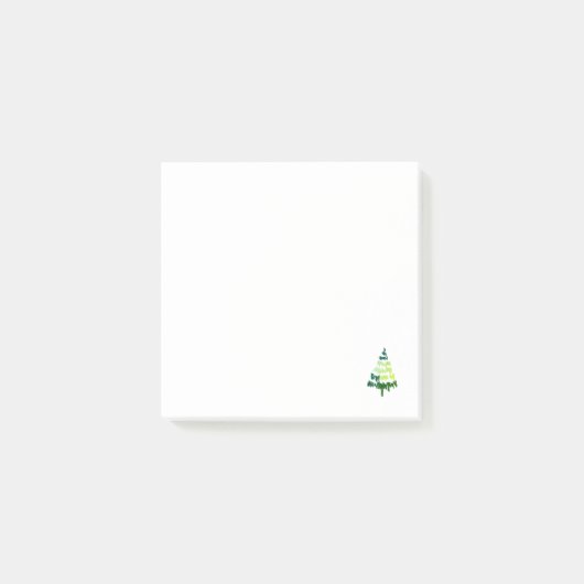 Doodle Green Christmas Tree Post-it Klebezettel (Vorderseite)