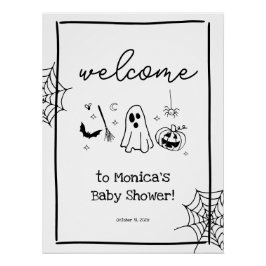 Doodle Halloween Baby Shower Welcome Poster