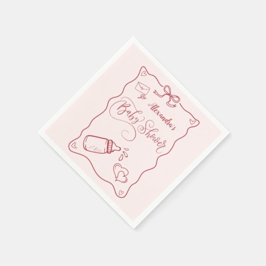 Doodle Hand Drawn Bow Baby Dusche Serviette (Ecke)