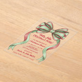 Doodle Hand drawn Green Red Bow Christmas Party Acryleinladungen (Ablage )