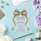 Doodle Hand drawn Green Red Bow Christmas Party Acryleinladungen (In Situ (Hochzeit))