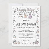 Doodle Hand Drawn Lingerie Shower Bachelorette  Einladung (Vorderseite)