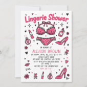 Doodle Hand Drawn Lingerie Shower Bachelorette Einladung (Vorderseite)