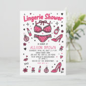 Doodle Hand Drawn Lingerie Shower Bachelorette Einladung (Stehend Vorderseite)
