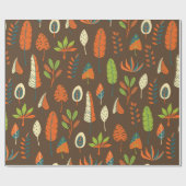 Doodle Hand Drawn Tropical Pattern mit Blätter auf Geschenkpapier (Flach)