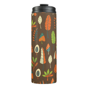 Doodle Hand Drawn Tropical Pattern mit Blätter auf Thermosbecher