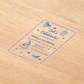 Doodle Hand gezeichnet Blue Bow Diskothek Ball Geb Acryleinladungen (Ablage )