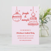 Doodle Hand gezeichnet Rosa Weihnachtsgebäck Party Einladung (Stehend Vorderseite)