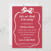 Doodle Hand gezeichnetes Red White Bow Weihnachtsg Einladung (Vorderseite)