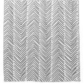 Doodle Handmade Herringbone Boho Minimal Scandi Duschvorhang (Vorderseite)
