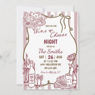 Doodle-Handschriftliche Wein- und Käseparty Einladung