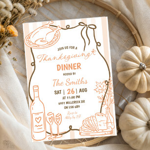 Doodle-Handschriftliches Thanksgiving-Dinner Einladung